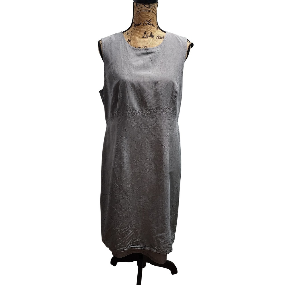 Talbots Pure Silk Sheath‎ Dress Size 16 Gray Sleeveless Knee Length